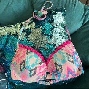 Padded Swim Top with Hand Crochet Trim